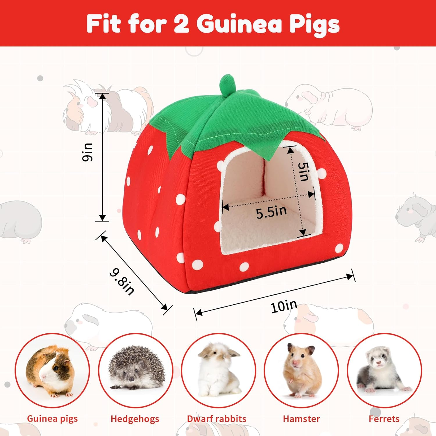 BWOGUE Guinea Pig House Bed Cozy Hamster Cave Large Hideout for Dwarf Rabbits Hedgehog Bearded Dragon Winter Nest Hamster Cage Accessories - Navy Blue image number 6