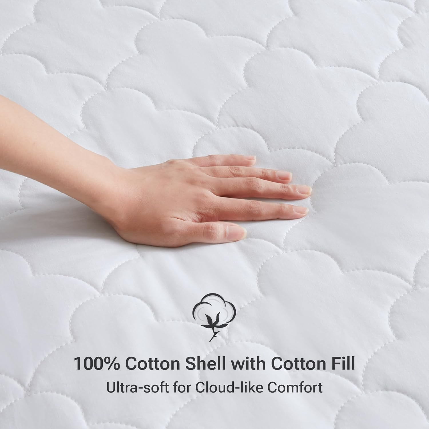 Sleep Philosophy All Natural Cotton Filled Mattress Pad, Full image number 2