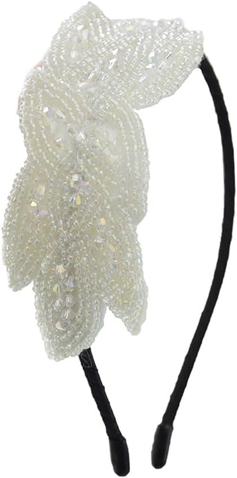 YALLNASL Vintage 1920S Flapper Headband for Women, Rhinestone Beaded, No Slip, 15'' Length, 1 Count (Pack of 1), Black and Gold with Rhinestone, Perfect for Themed Parties, Women, Girls