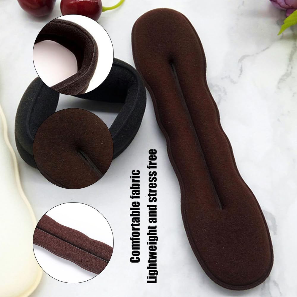 4 Pieces Brown Hair Bun Maker Hair Bun Hair Turner Sponge Twist Hair Styling Accessories Updo Accessories Updo Tools Twist for Women and Girls (2 Large + 2 Small)