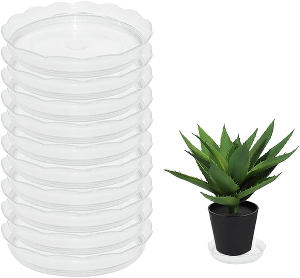 Clear round Plant Saucers,Granmagazz 10 Pacs Plastic Plant Tray,Drip Tray for Indoor Pot Plants Plant Base Saucer for Plant Pots Ideal as Plant Drip Tray (20Cm) image number 3