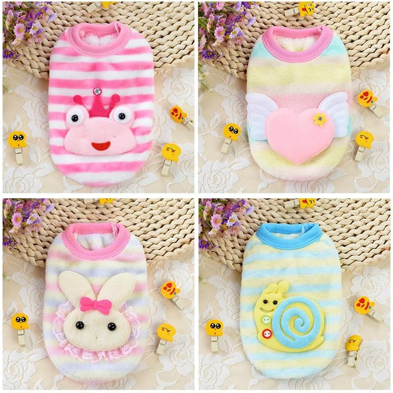 2 Pieces Teacup Dog Clothes Dog Sweaters for Small Dogs Girl Winter Cute Warm Puppy Sweater Extra Small Dogs Clothes (Angel Wings+Crown Frog, XXS) image number 2