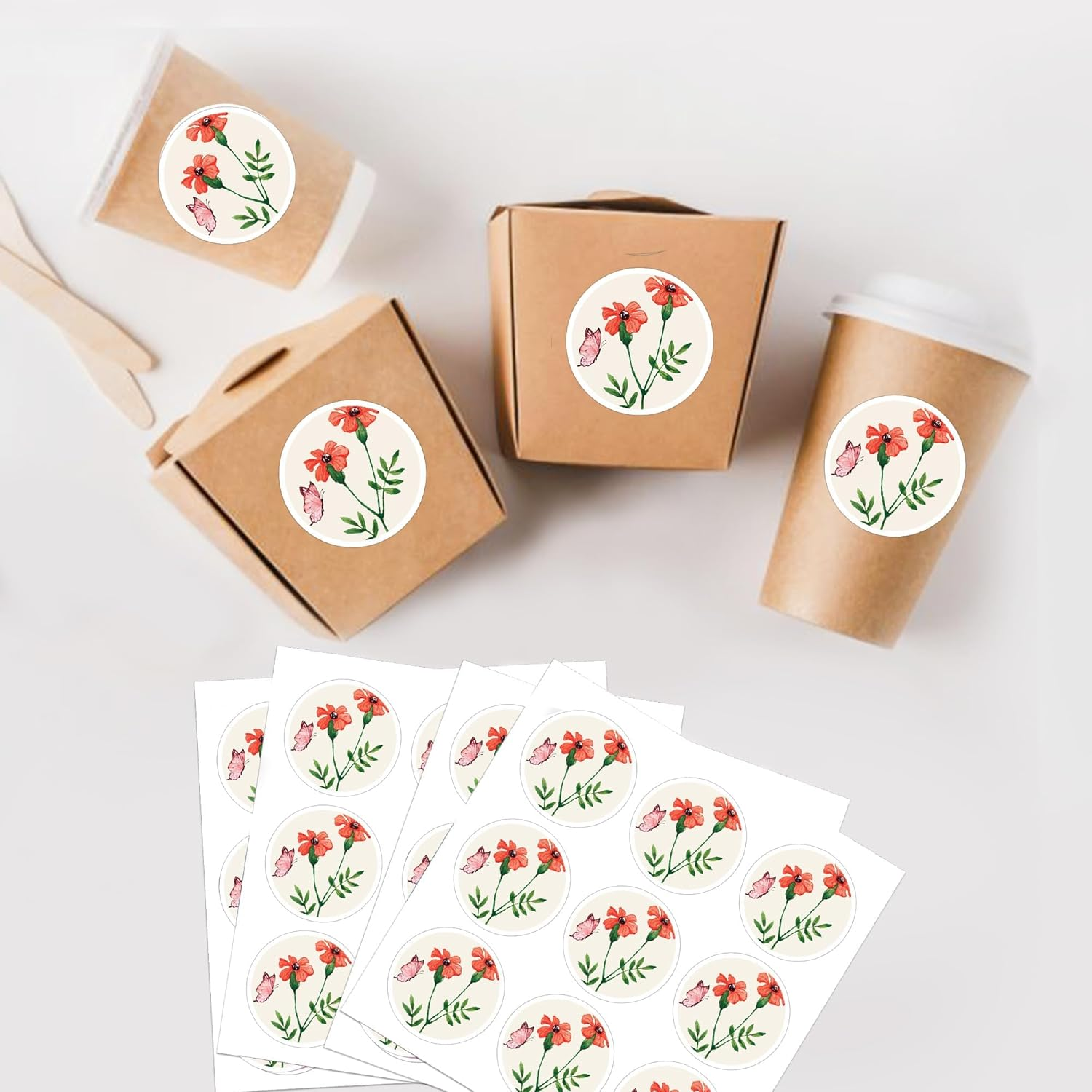 Wildflower Thank Cards with Envelopes,24 Pack Bulk,4X6 Inch,Kraft Envelopes,Wax Seal Stickers,Flower Greeting Cards with Envelopes Set,Butterfly Thank You Cards,For Baby Shower,Wedding,Bridal Shower,Graduation,Birthday,Funeral,Small Business,Gift image number 2