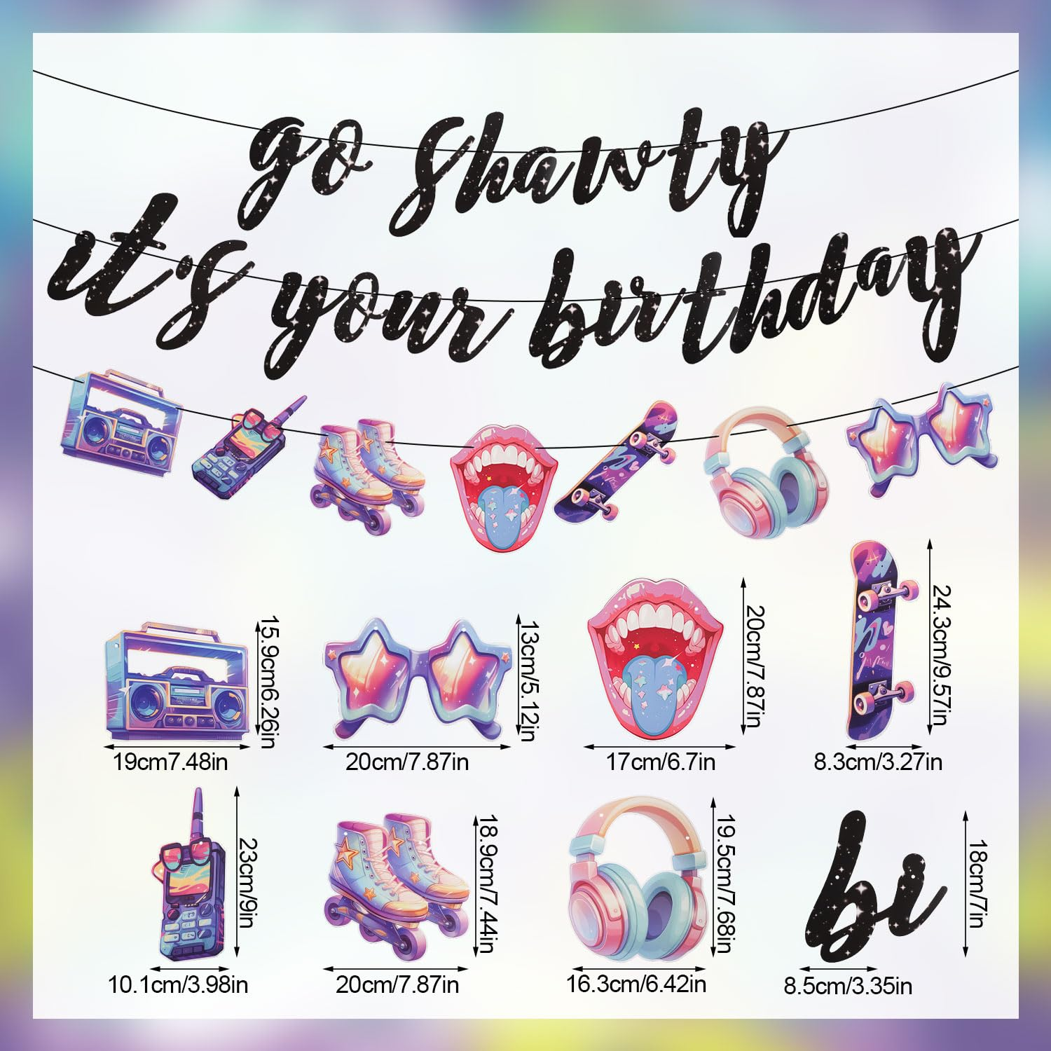 Go Shawty It'S Your Birthday Banner, Music Theme Birthday Banner Birthday Decorations Black Pre-Assembled Reusable Shiny Black Happy Birthday Banner for Birthday Parties image number 1