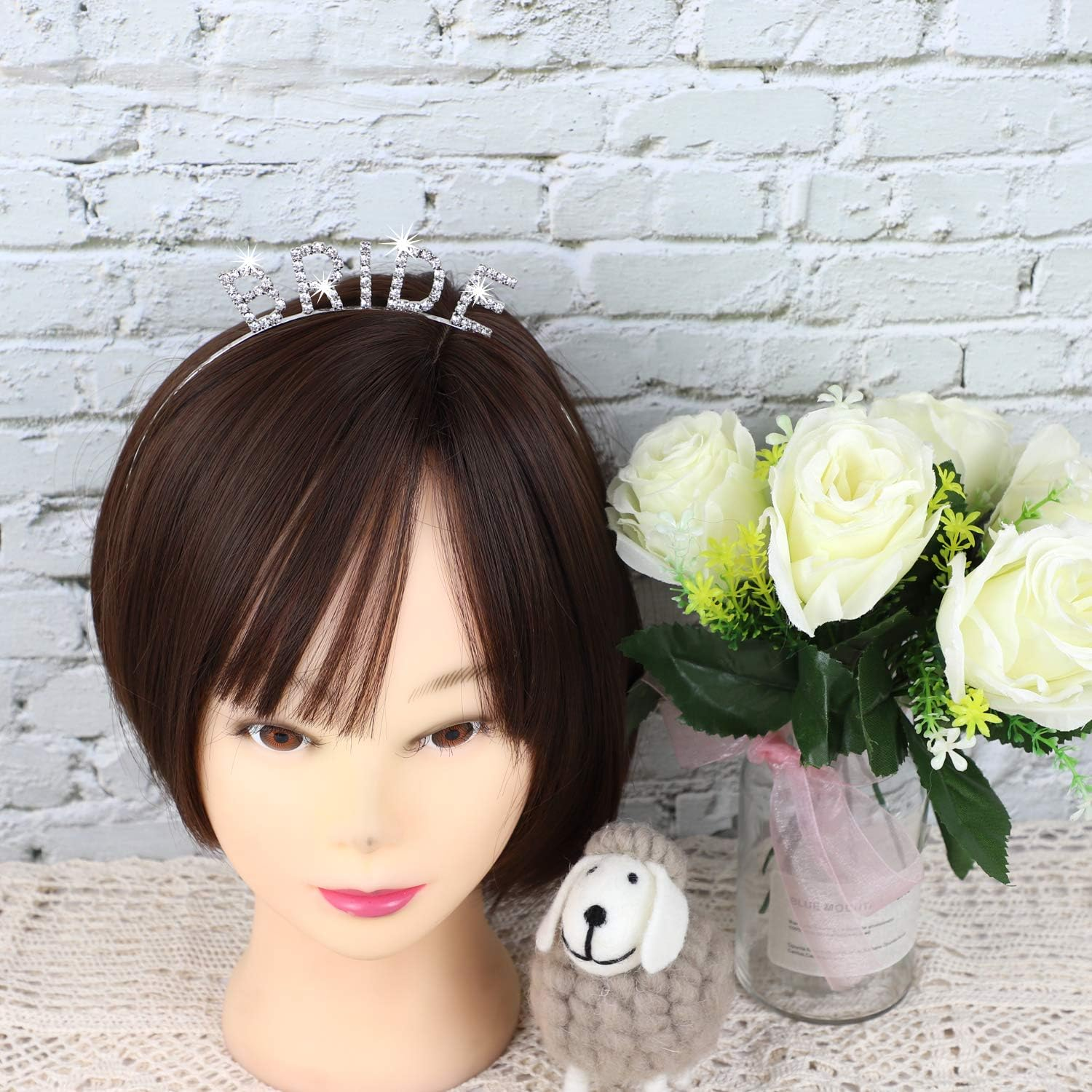 AUEAR, Rhinestone Bride Headband Elegant Bride Crown Bachelorette Party Headbands (Silver) - Golden image number 4