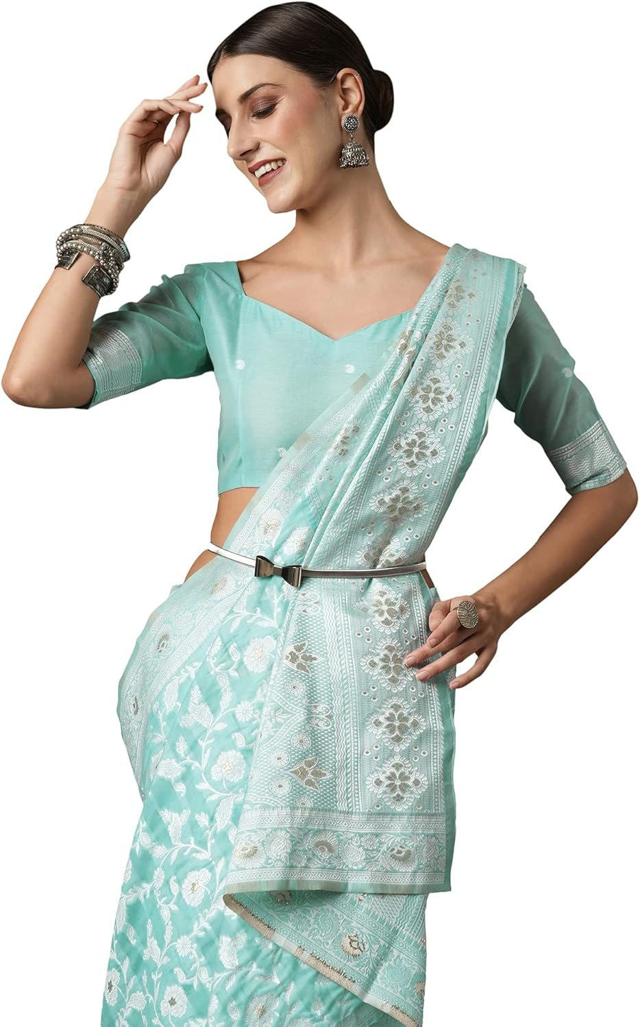 AKHILAM Women'S Banarasi Silk Saree with Unstitched Blouse Piece (Zoya6001_Parent)