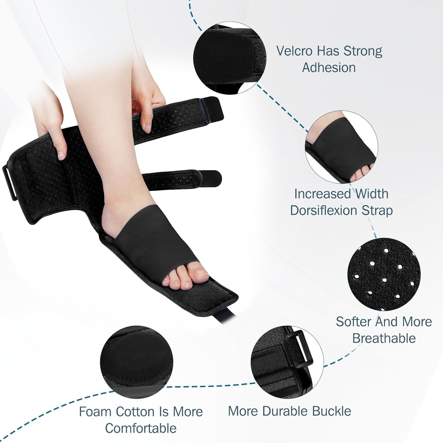 Plantar Fasciitis Night Splint Sock, for Plantar Fasciitis Relief, Soft & Comfortable Foot Brace for Achilles Tendonitis Heal Spur Foot-Drop Flat-Arch for Women and Men - Blue image number 4