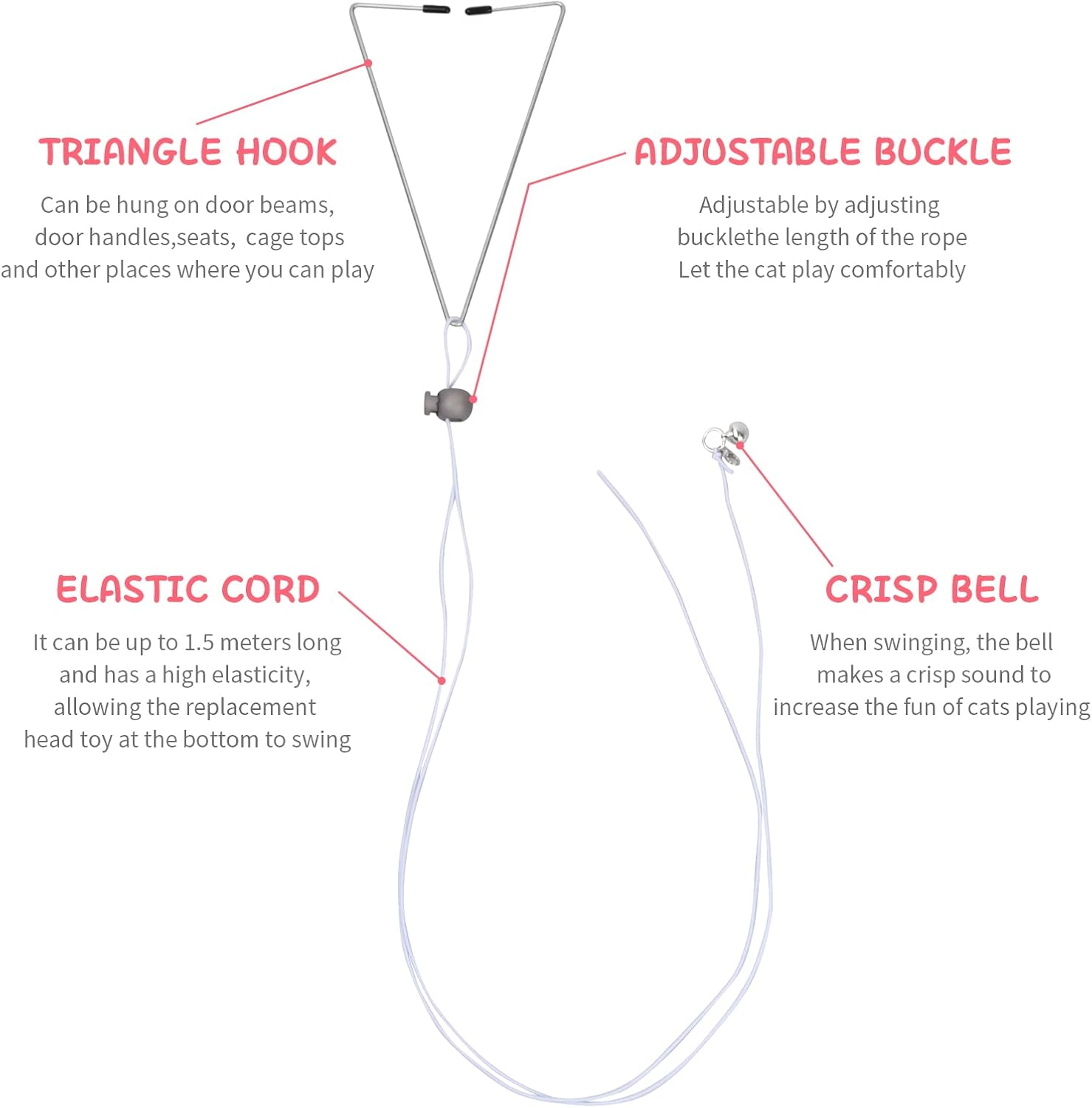 Dokeno Pack of 6 Interactive Cat Toy Cat Toy Self-Activity Cat Toy with Feathers Hanging Door Frame Hanging Cat Toy Set for Cat Run and against Boredom image number 5