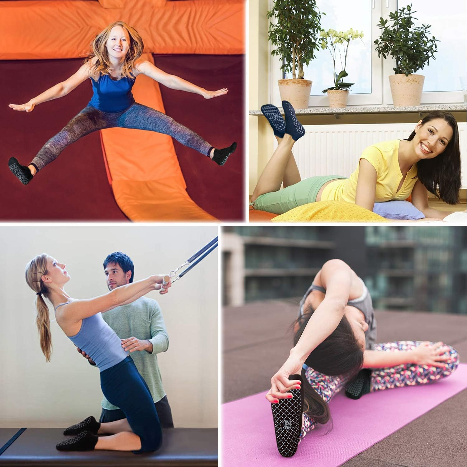 Unenow Unisex Non Slip Grip Socks with Cushion for Yoga, Pilates, Barre, Home & Hospital