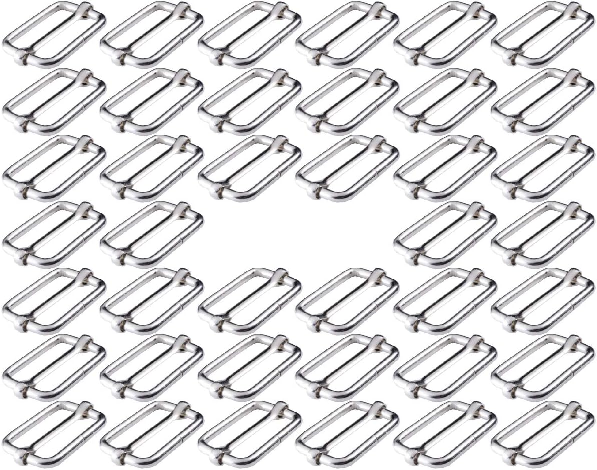 BEADNOVA Metal Rectangle Adjuster Triglides Slides Buckle, Roller Pin Buckles Slider Strap Adjuster for Belt Bags DIY