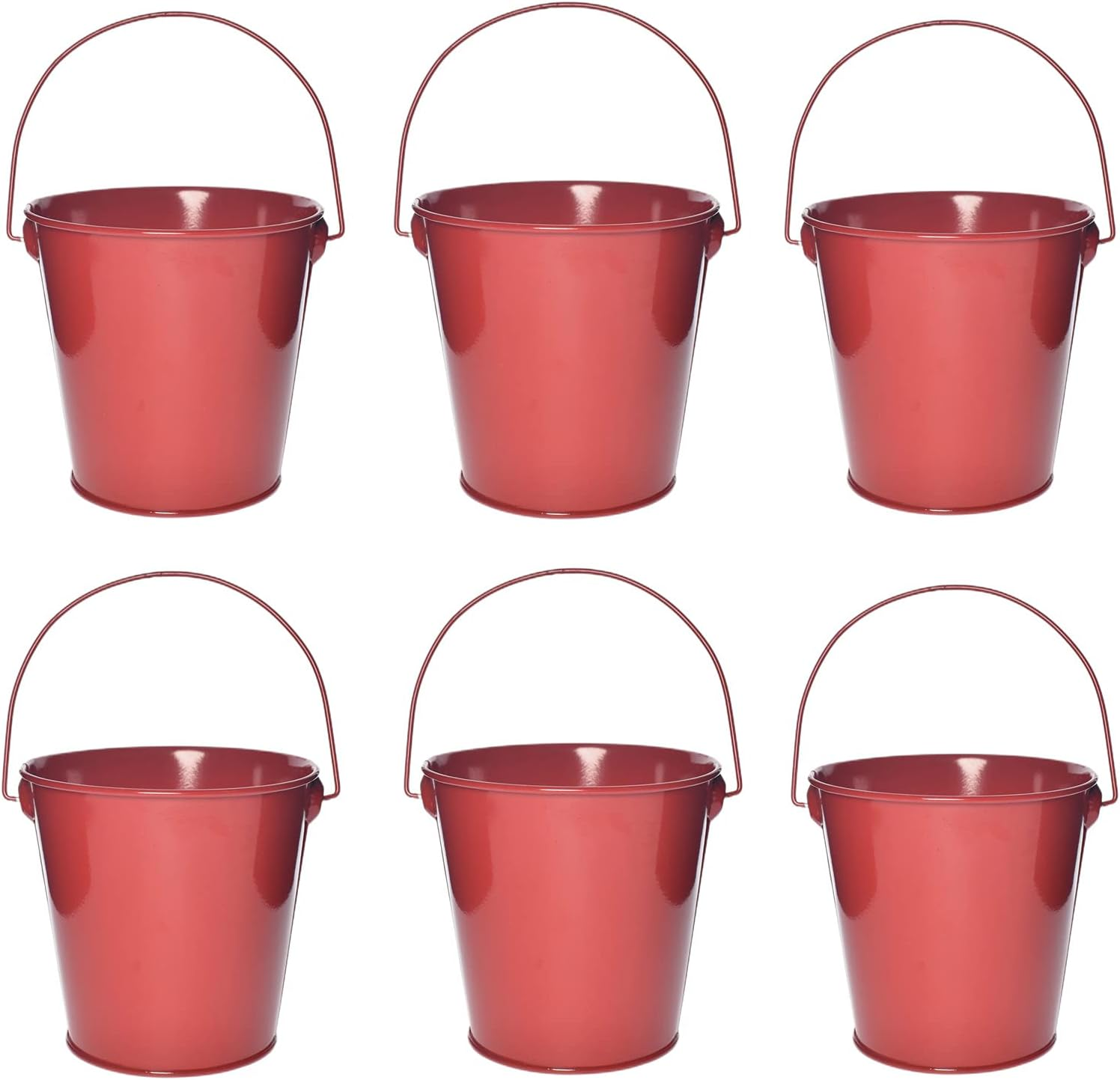 Colored Metal Buckets with Handle, 6 Pack 5.91 Inch Galvanized Iron Pail Bucket for Kids,Classroom,Crafts,And Party Favors (Red) image number 5