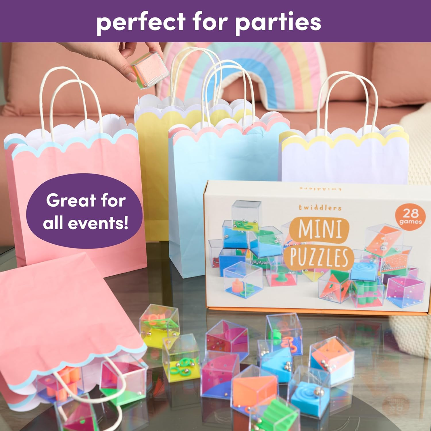 Mini Puzzle Box - Brain Teaser Set of 28 - Assorted Levels of Games - Perfect Party Bags Fillers, Pinata, Giveaways & Favours - Anxiety & Stress Relief Toys for Adults & Children image number 1