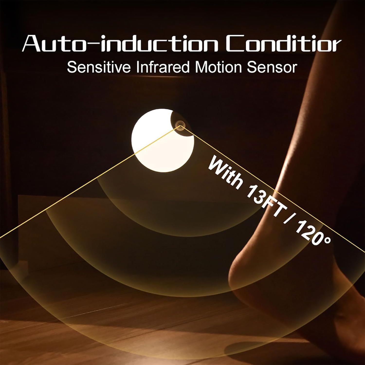 Shenzhi Tech LED Motion Sensor Night Light, Adjustment Dimming Wall Lamp, USB Rechargeable Cabinet Lights for Bathroom Bedroom Kitchen Stairway (Warm Light) image number 6