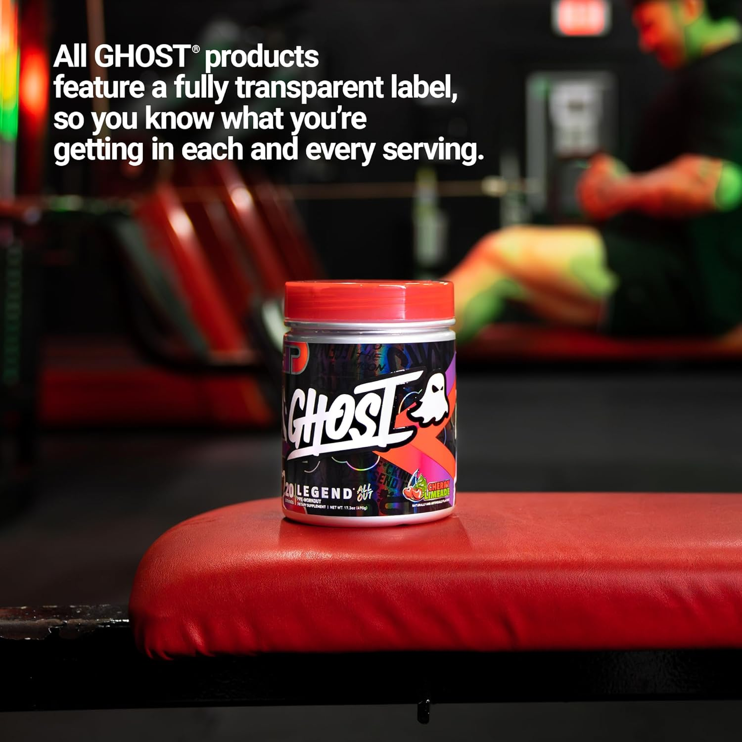 Ghost Legend All Out Pre Workout Supplement 20 Servings, Cherry Limeade image number 3