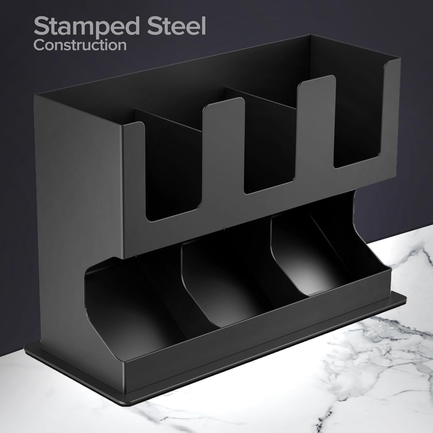 GALVANOX Pod Dispenser Designed for Nespresso Vertuo Capsules (3 Box Sleeve Holder) Freestanding Countertop Organizer Stand, Non-Slip Steel Base, Dispenses 3 Coffee Flavors (30 Vertuoline Pods) image number 3