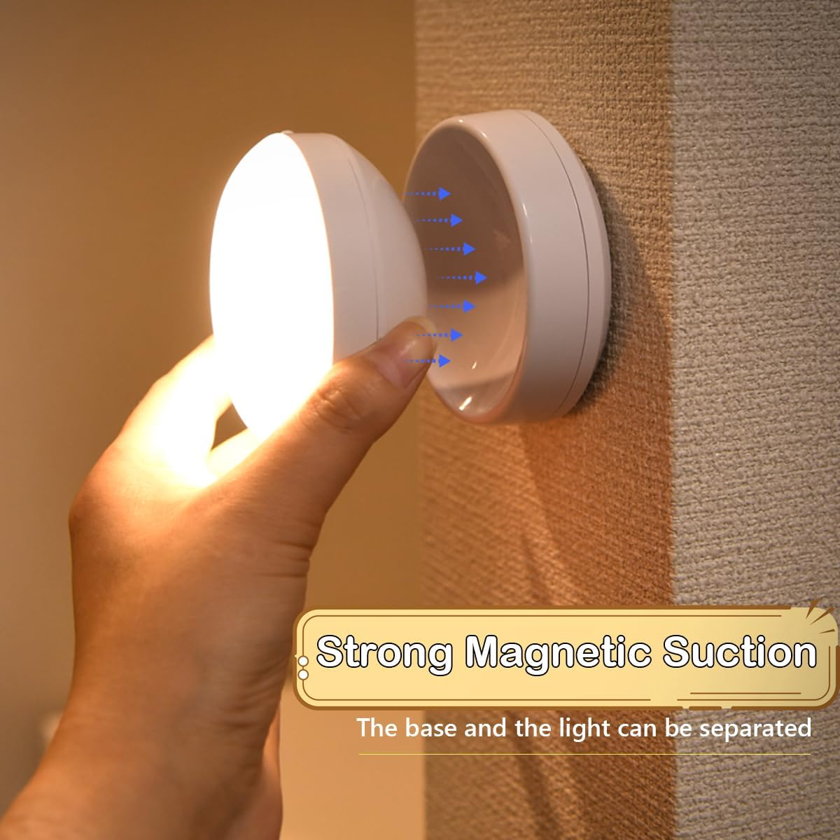 Motion Sensor Light Magnetic Wall Lamp Indoor Rechargeable 1200Mah Wall Mounted Lights Cordless Wall Sconce Nursery Lamp Bedroom Stairs Entrance Doorways Corridors Night Lights Warm image number 4
