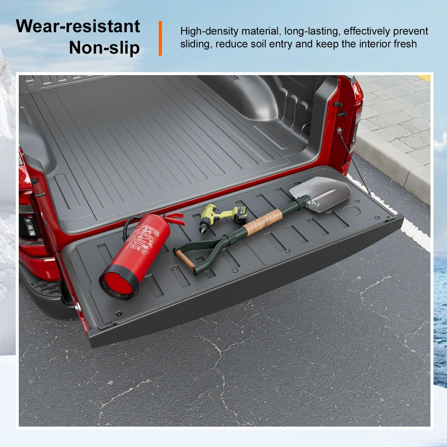 Powoq Tailgate Mat Compatible with 2019-2024 Dodge Ram 1500 Tailgate Protector Tailgate Liner TPE Replacement for 2019-2024 Dodge Ram 1500 Accessories(Tailgate Mat) - Tailgate Mat image number 2