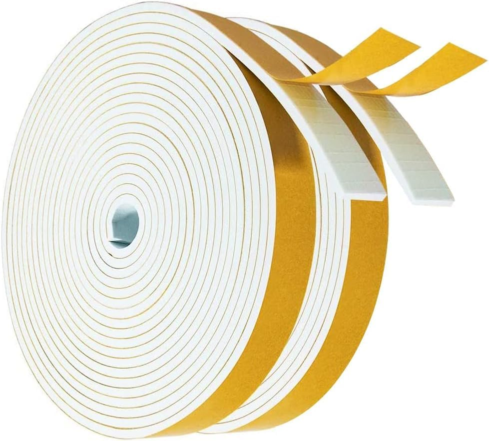 Foam Seal Tape 12Mm(W) X 1.5Mm(T), High Density Adhesive Foam Weather Strip Seal for Window and Door, 1 Rolls Total 10M, Black