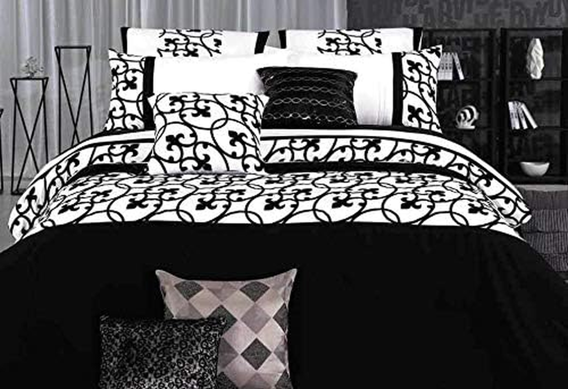 Luxton Lyde Black White Quilt Cover Set, Textured Pintucking Designed 3Pcs Duvet Cover Set (King Size) image number 2