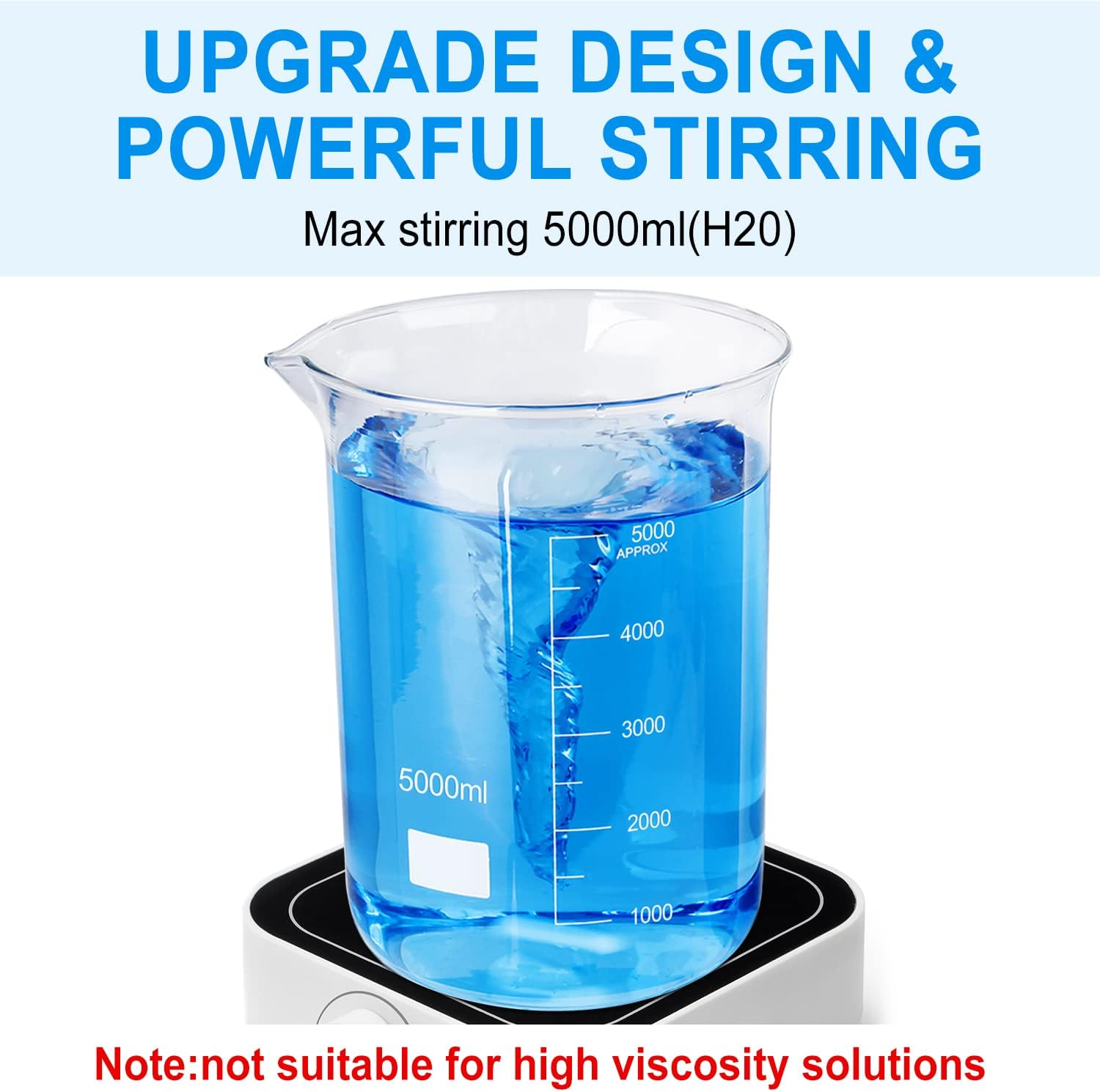 FOUR E'S SCIENTIFIC 5L Magnetic Stirrer with Magnetic Stir Bar and Magnetic Stir Bar Retriever, Max Stirring Capacity 5000Ml, 500-3000RPM Magnetic Mixer(No Heating) image number 3