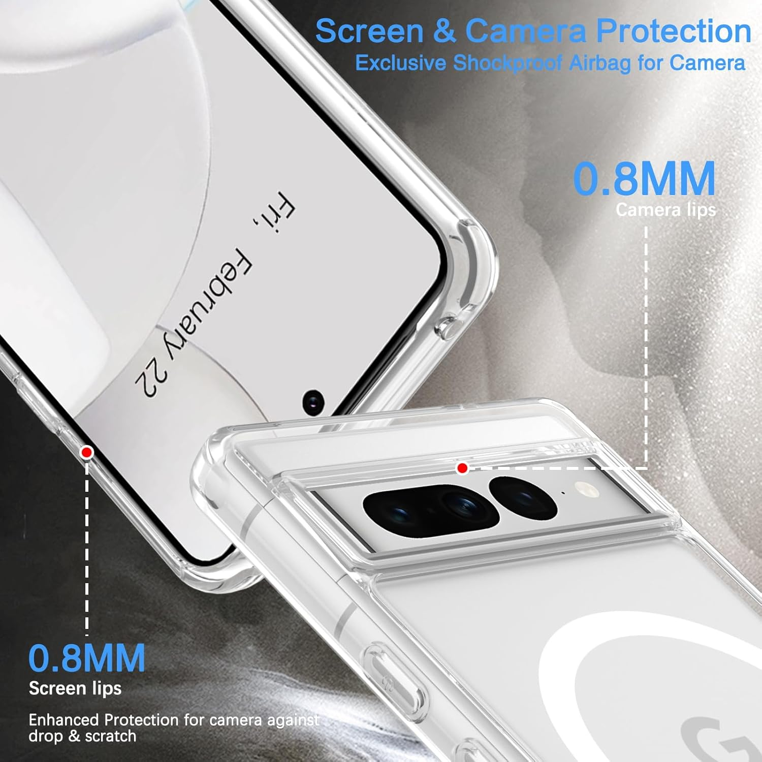 BENTOBEN for Google Pixel 7 Pro Case, Magnetic Ultra Transparent Slim Phone Cases Support Wireless Charging, Anti-Yellowing Shockproof Full-Body Protective Cover for Google Pixel 7 Pro 6.7 Inch, Clear image number 6