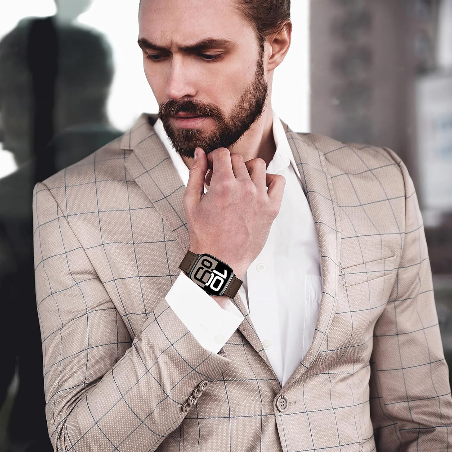 Eweison Genuine Leather Bands Compatible with Apple Watch Band 44Mm 45Mm 46Mm 49Mm for Men Women,Adjustable Magnetic Strap Top Grain Leather Wristband for Iwatch Series 10 9 8 7 6 5 4 SE Ultra/Ultra 2 - Classic-Brown image number 6