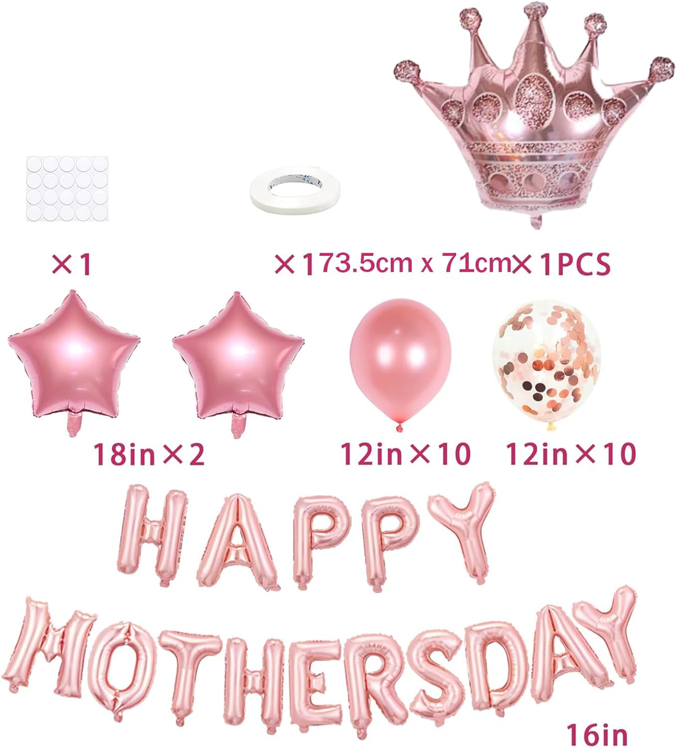 Mothers Day Party Balloons Kit Decorations Pink HAPPY MOTHERS DAY Letter Aluminum Mold Balloon Set - Best Mom Ever Decorations Mothers Birthday Party image number 2