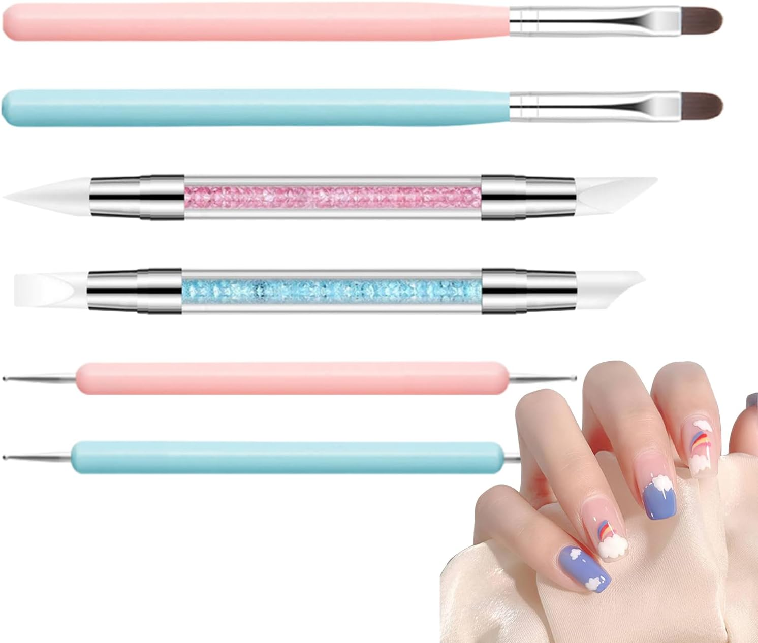 Nail Design Tools | Silicone Nail Dotting Tools Nail Brush,Detail Gel Sculpture Manicure Kit Liner Brush for Salon Home Travel image number 5