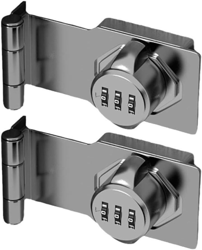 OZSTOCK 2X Mechanical Password Lock Hasp &ndash; Keyless 3-Digit Combination Cabinet Lock, Zinc Alloy Drawer & Mailbox Security Lock with Screws for Doors, Lockers, Office & Home Storage image number 3