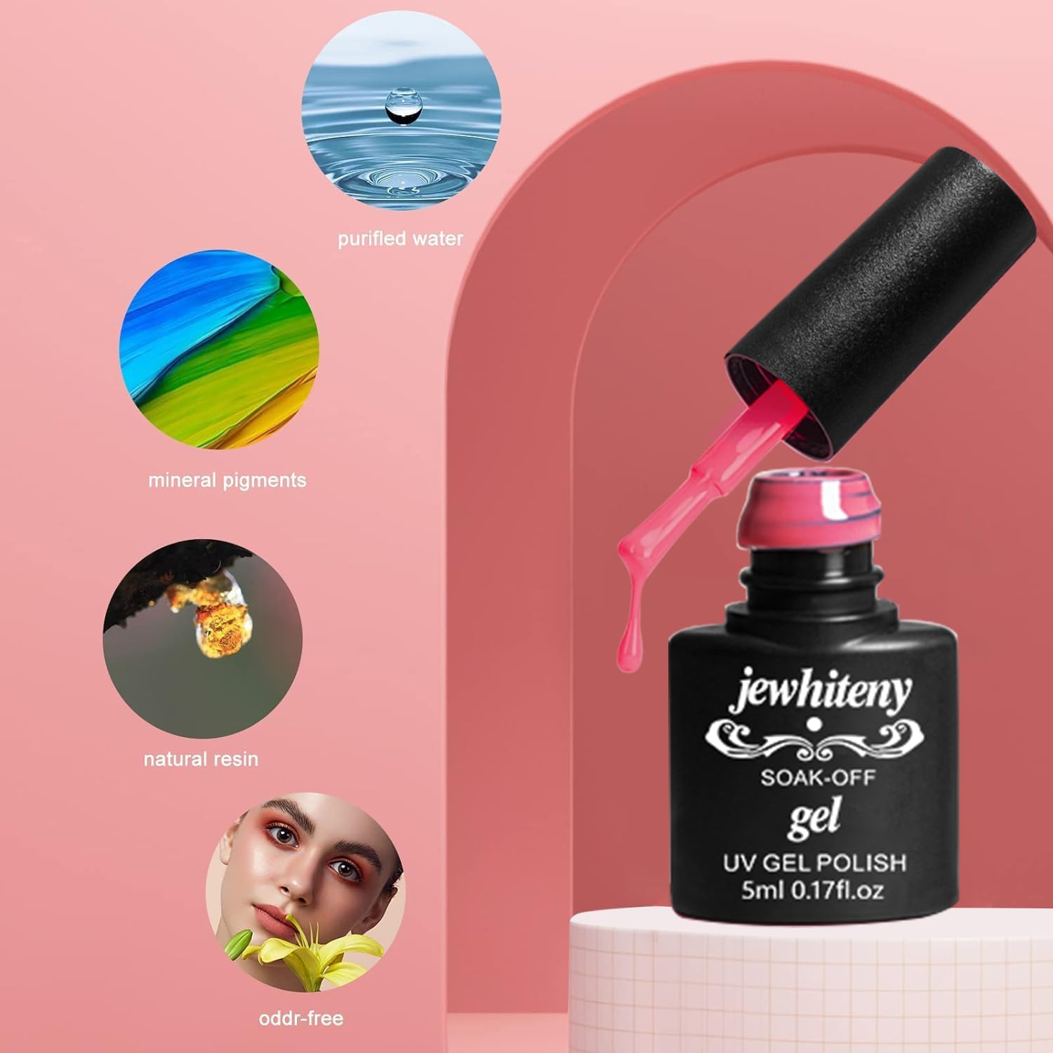 JEWHITENY 45PCS Gel Nail Polish Kit, 42 Colors 7ML Nude Gray Pink Blue Soak off Kit Glitter Art Starter Beauty Gifts Set for Women Girls Valentines Mother'S Day Gift 1 Count image number 2