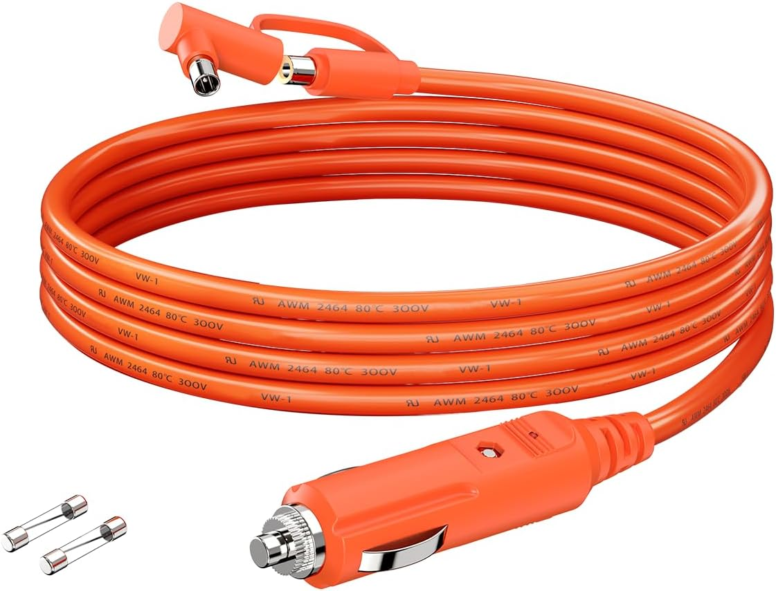 12V/24V Car Charger 14AWG, 6.6Ft 15A DC 8.0Mm Car Cigarette Lighter Charging Cable with DC7909 + DC8020 Plug Compatible with Jackery, Anker, GRECELL, GZ Yeti, Westinghouse Power Station image number 4