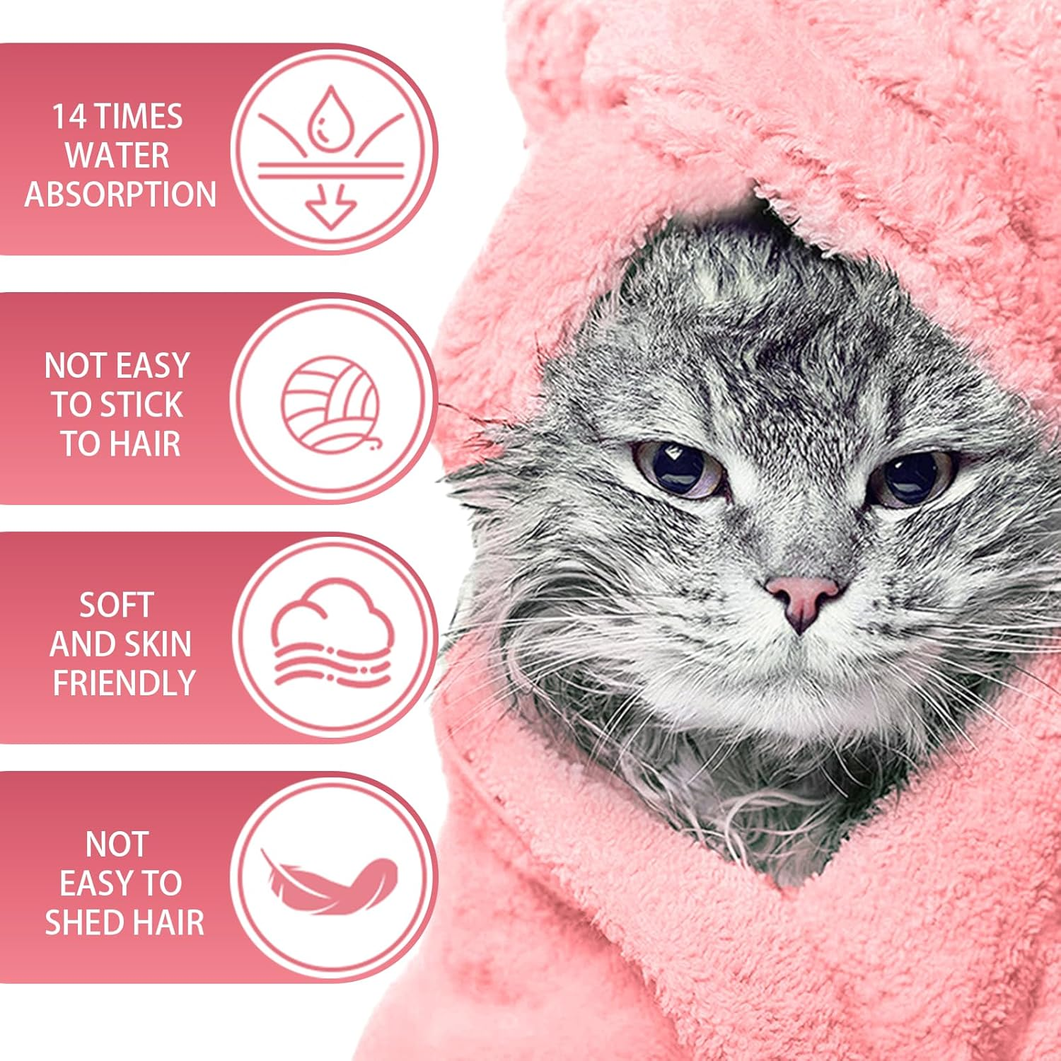 Quick Dry Dog Bath Towel Set of 3 Soft Absorbent Microfiber Pet Towels for Cats and Dogs Pink Grey Green Gentle Drying for Home and Outdoor Use image number 4