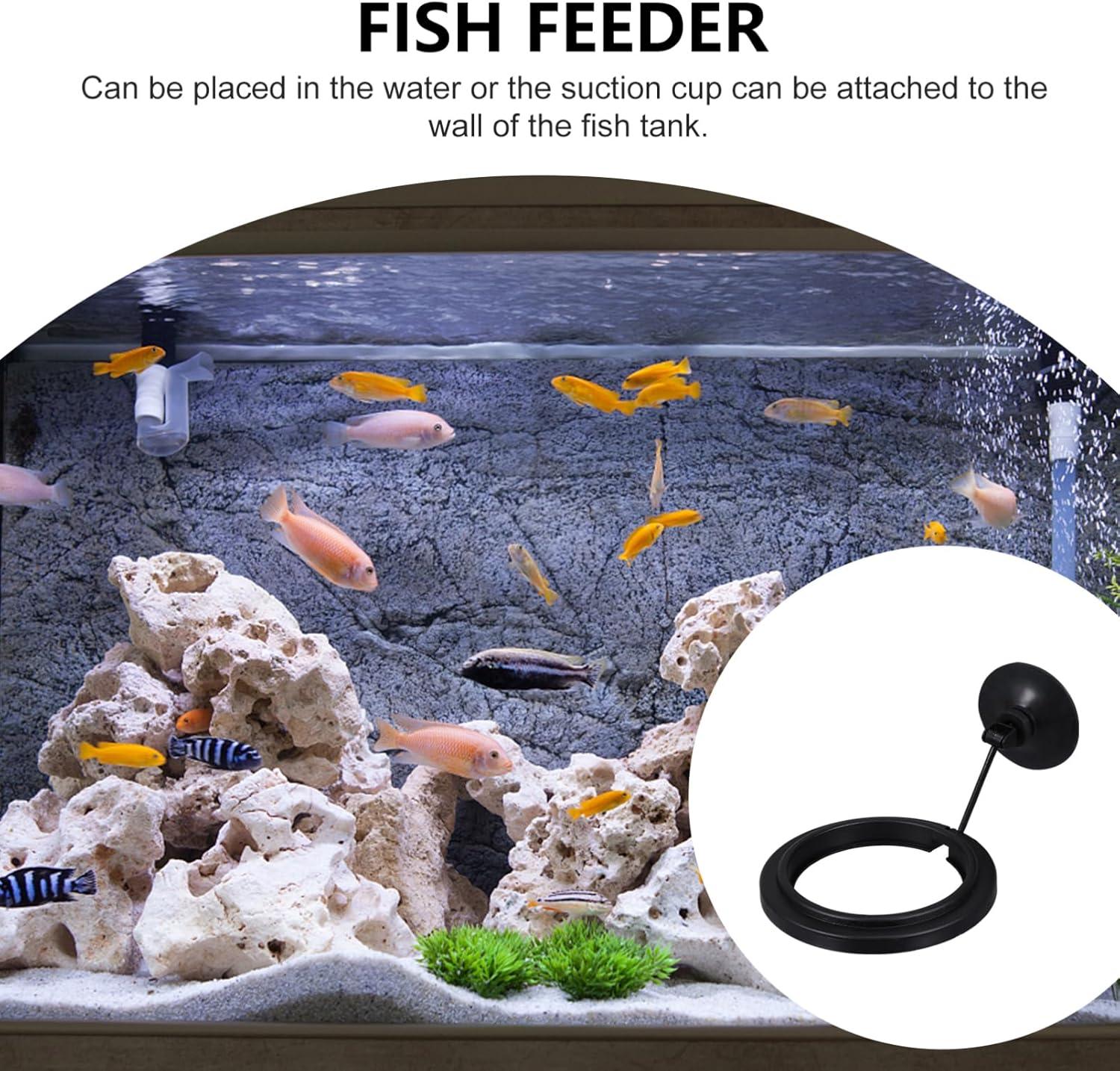 Sosoport Aquarium Plastic Feeding Ring Suction Cup Floating Fish Feeder Circle High-End Material Prevents Feed from Floating Easy Cleaning image number 5