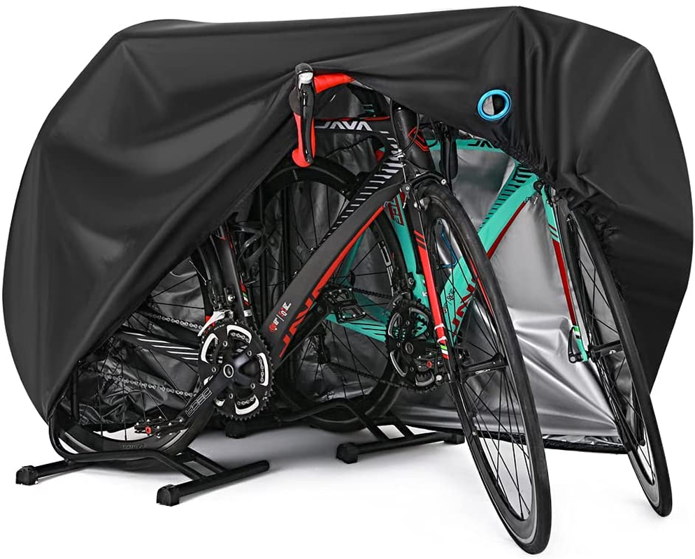 Bicycle Cover for 2 or 3 Outdoor Bikes, Waterproof Bicycle Cover for Rain, Sun, UV Dust, Wind with Locking Hole for Electric Mountain Bike