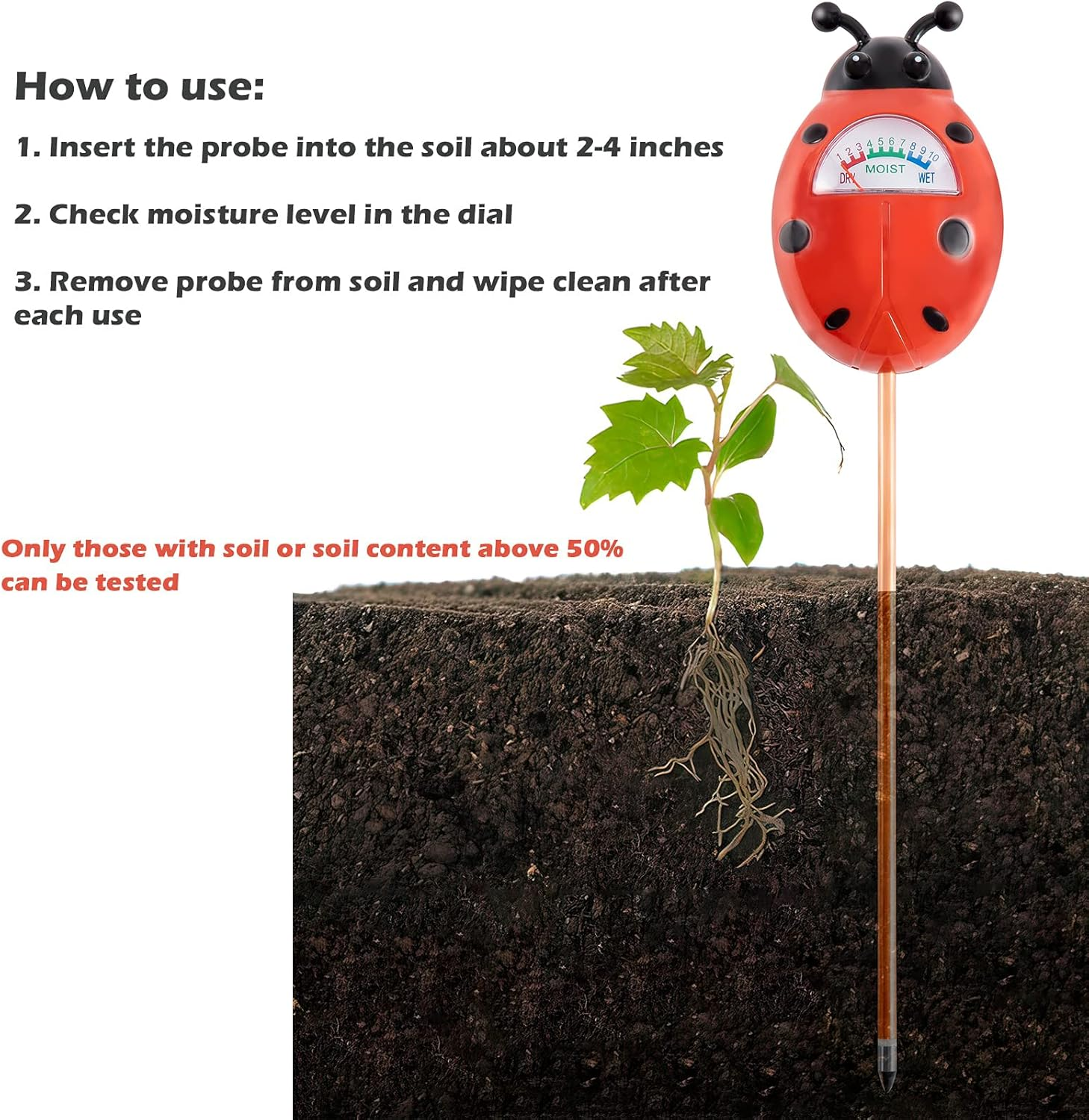 Tennedriv Green Soil Moisture Meter for House Plants, Plant Water Meter,Plant Moisture Meter for House Plants and Outdoor Plants, No Batteries Required