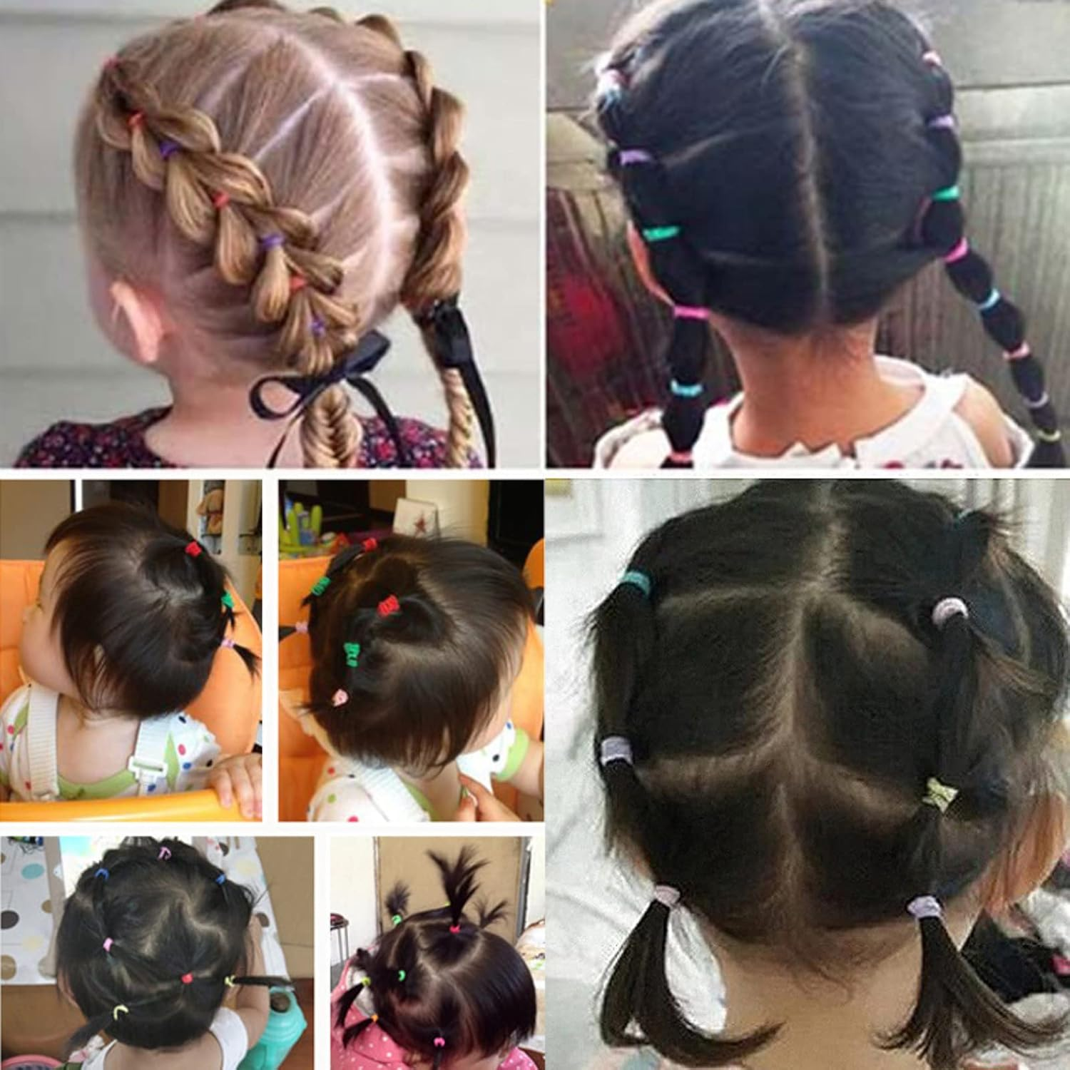 1000Pcs Assorted Color Hair Elastic Rubber Bands, MH MOIHSING No Damage Soft Baby Hair Ties Tiny Ponytail Bands Stretchy for Girls Women Braiding Hair Accessories with Box Package - STRONG & REUSEABLE image number 1