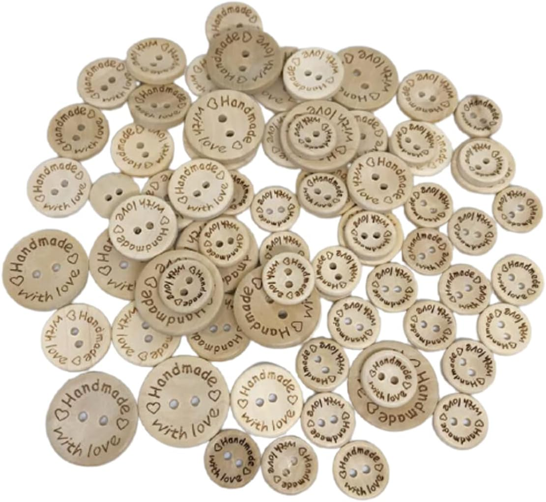 Wepetyo 200 Pcs Cute Cartoon Wooden Buttons,Wooden Leaf Buttons Assorted Design 2 Holes Mixed Animal/Flowers/Trees/Wood Button for Sewing Crafts DIY Decoration and Clothing
