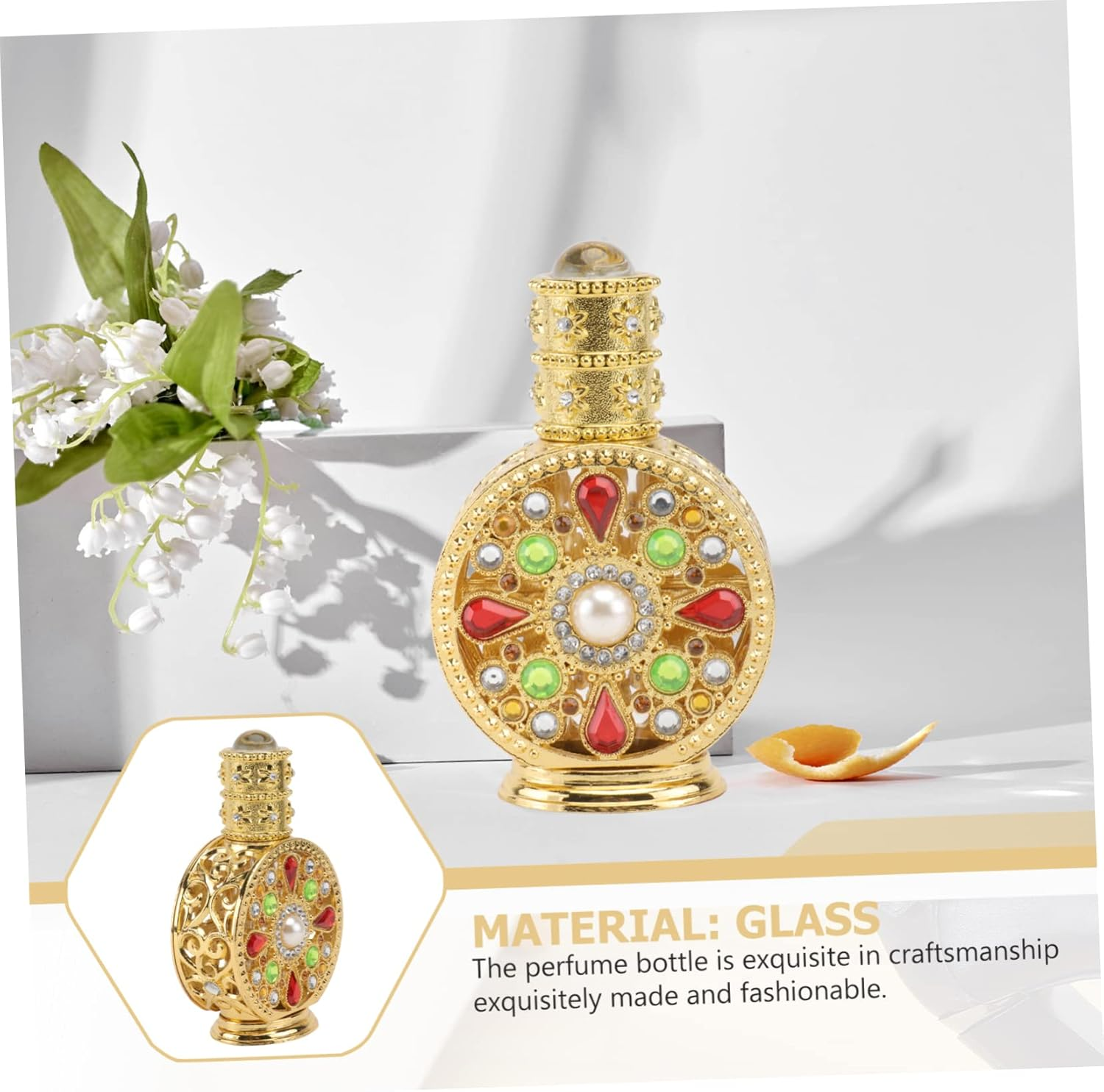 1Pc Elegant Perfume Bottle Aromatherapy Container Stylish Alloy Design for Travel for Women Decorative Bathroom Bedroom Accessory image number 5