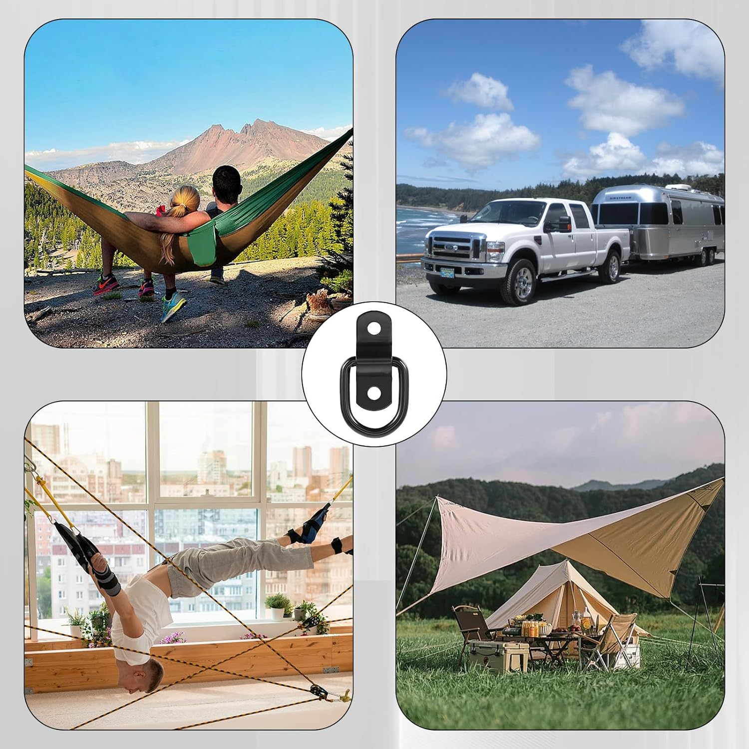 Daryunk 6 Pack D Ring Tie Downs, Stainless Steel Heavy Duty Tie down D Rings, D-Rings Tie Downs Trailer Anchors, for Cargo Safety in Trucks, Boats, Vans and Trailers image number 1