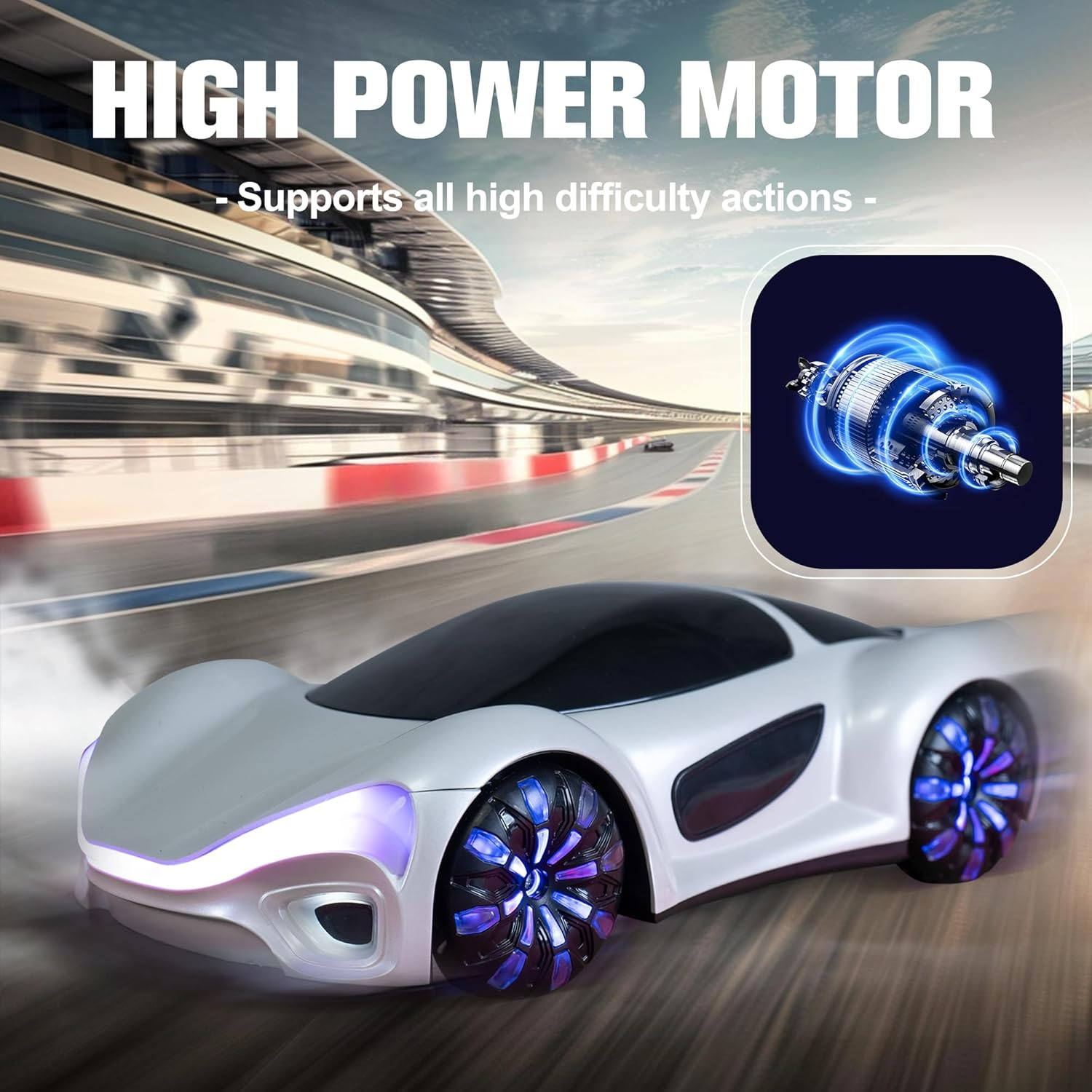 Remote Control Car, Drift RC Stunt Car with Light Spray and Sound, 2.4Ghz Hobby RC Cars Toy for Kids, 360&deg; Rotate, Birthday Gifts for Boys Girls 4-12 image number 1