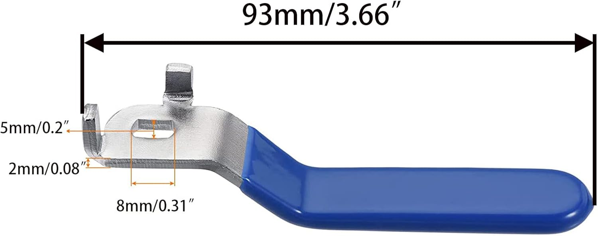3Pcs Blue Lever Handle for Ball Valve Total Length 93Mm,Hole Size 5X8Mm,Hole Thickness 2Mm（5X8X2Mm） image number 1