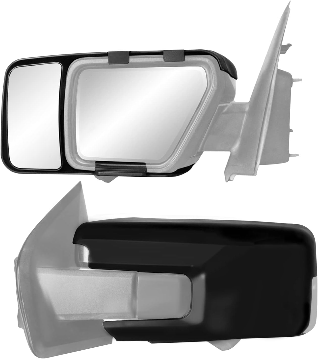K Source Snap & Zap Custom Towing Mirror Pair for Ford F150, Black image number 1