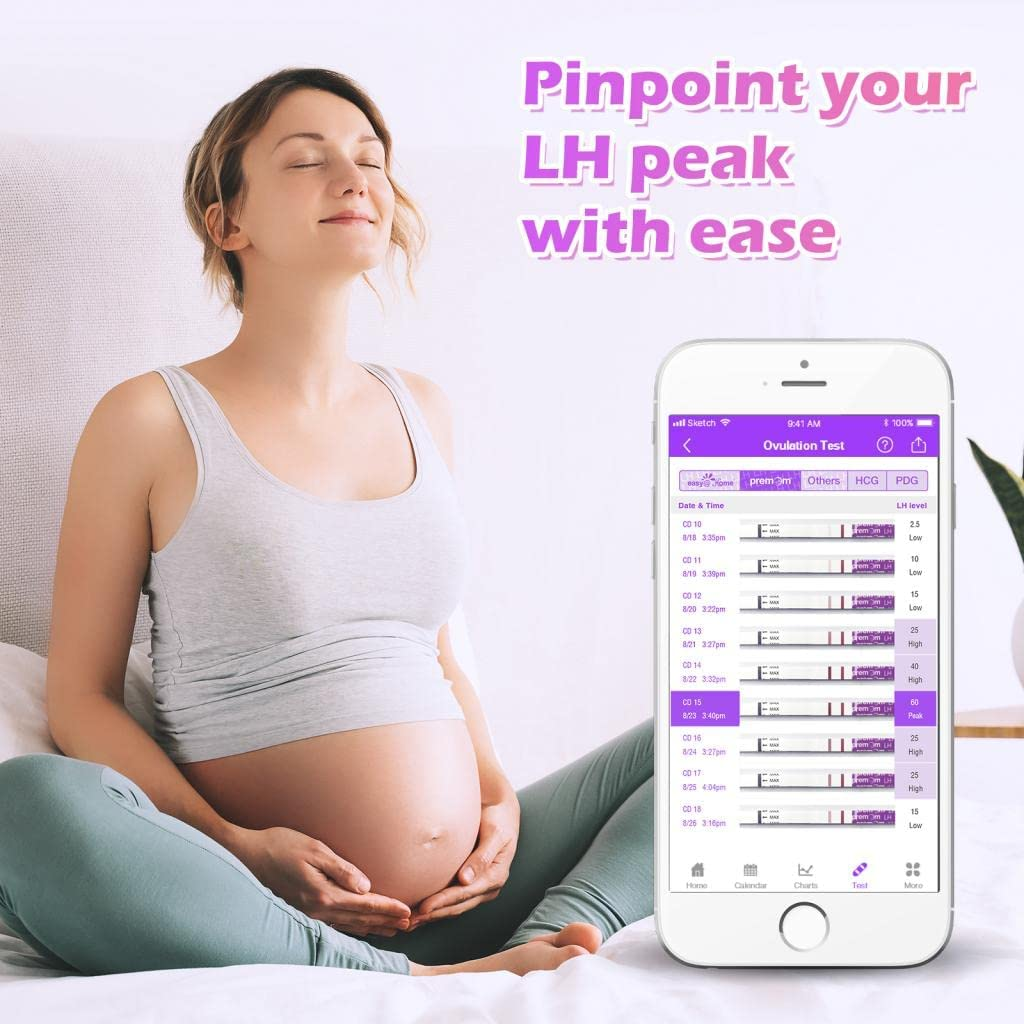 Quantitative Ovulation Predictor Kit, 50 Ovulation Tests + 20 Pregnancy Tests, Premom Advanced Ovulation Test Strips Combo with Numerical Results, Smart Digital Ovulation Reader APP, PMS-5020