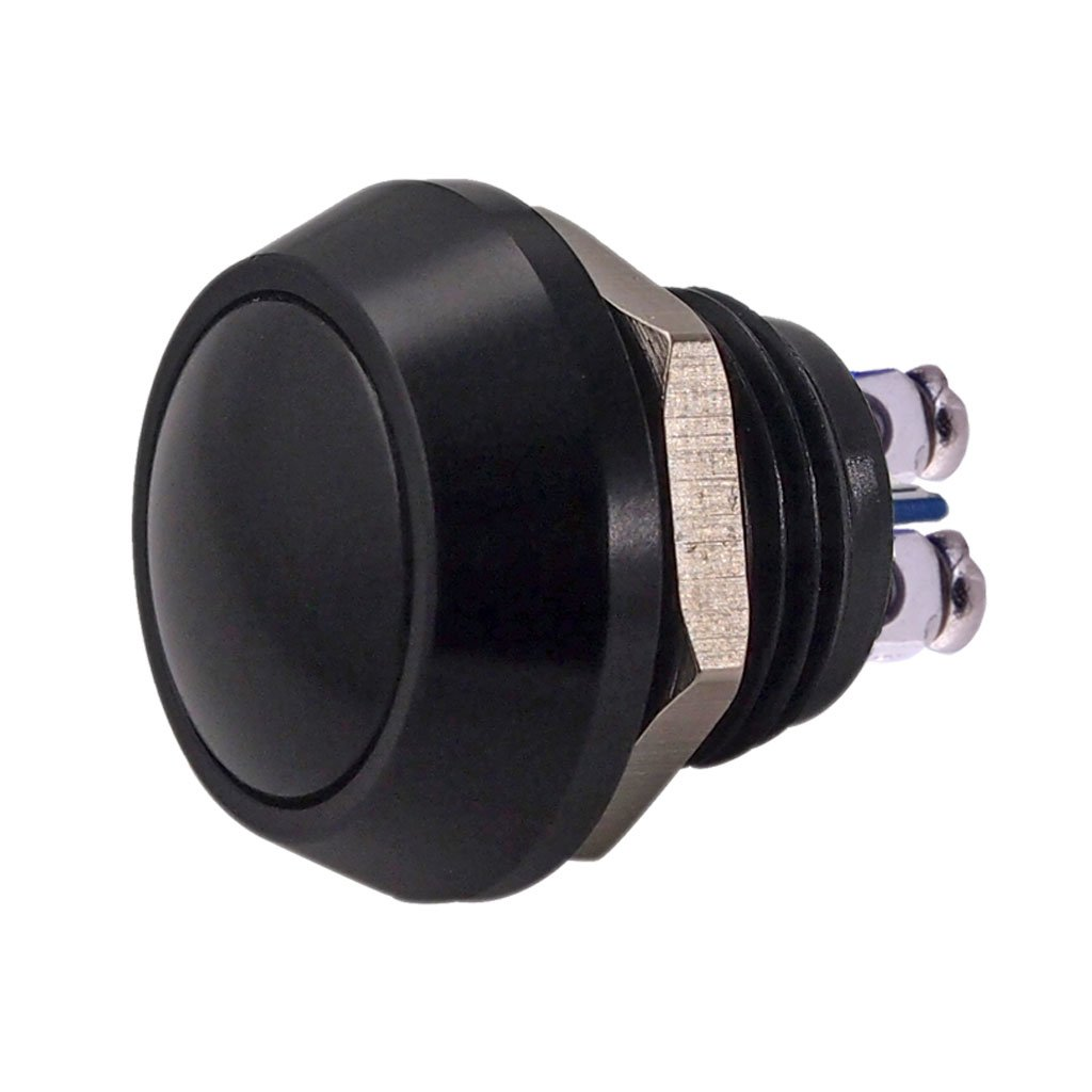 URTONE Momentary Push Button Switch, UR123, 1NO SPST DC/AC 36V 2A Aluminum Alloy Metal Shell Suitable for 12Mm 1/2" Mounting Hole - Black image number 6