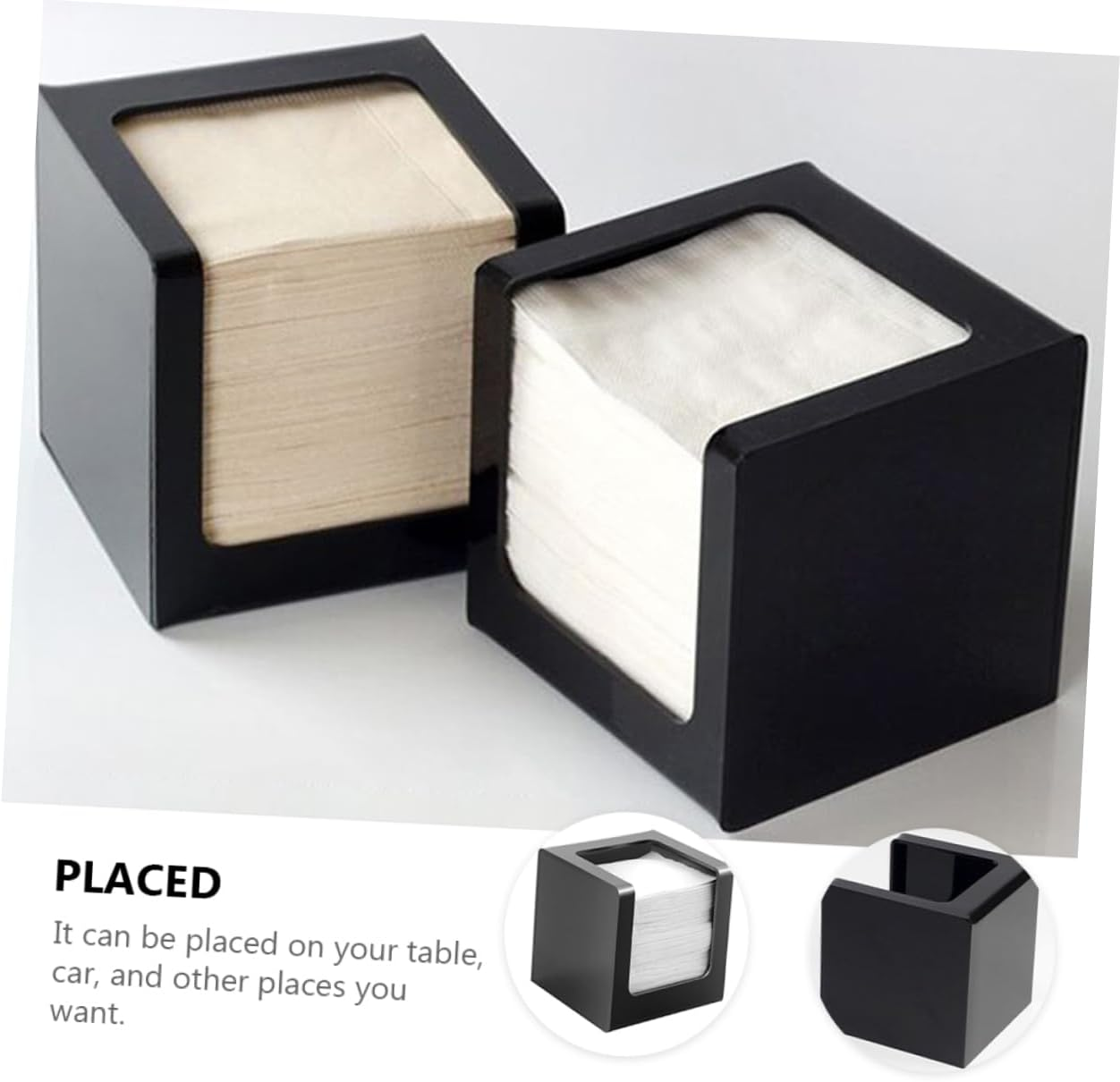 Luxshiny 1Pc Modern Black Acrylic Tissue Box Stylish Tissue Dispenser Holder for Dining Room Bathroom and to Use Extraction Neat and Convenient Design image number 2