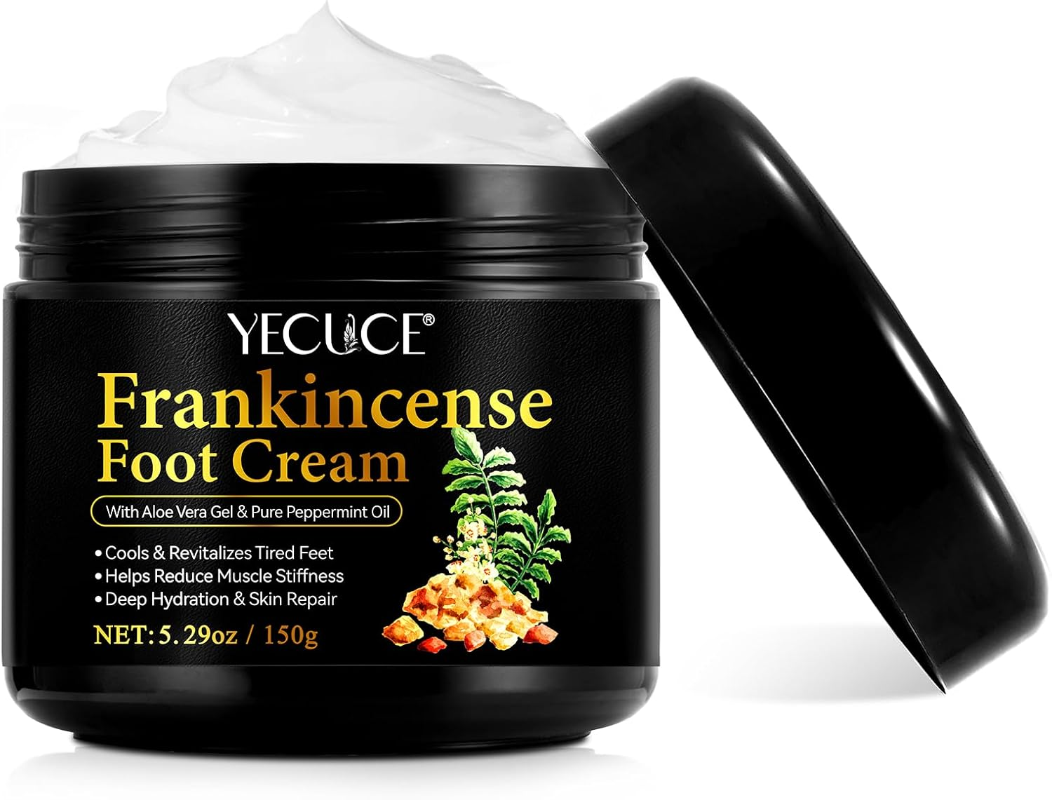 Frankincense Oil Foot Cream 5.29 Fl Oz - Frankincense Balm Support Soreness and Stiffness in Tired Feet & Body - Foot Sole, Achilles, Ankle, Hydration & Repair for Dry Cracked Heels, Feet & Skin image number 5