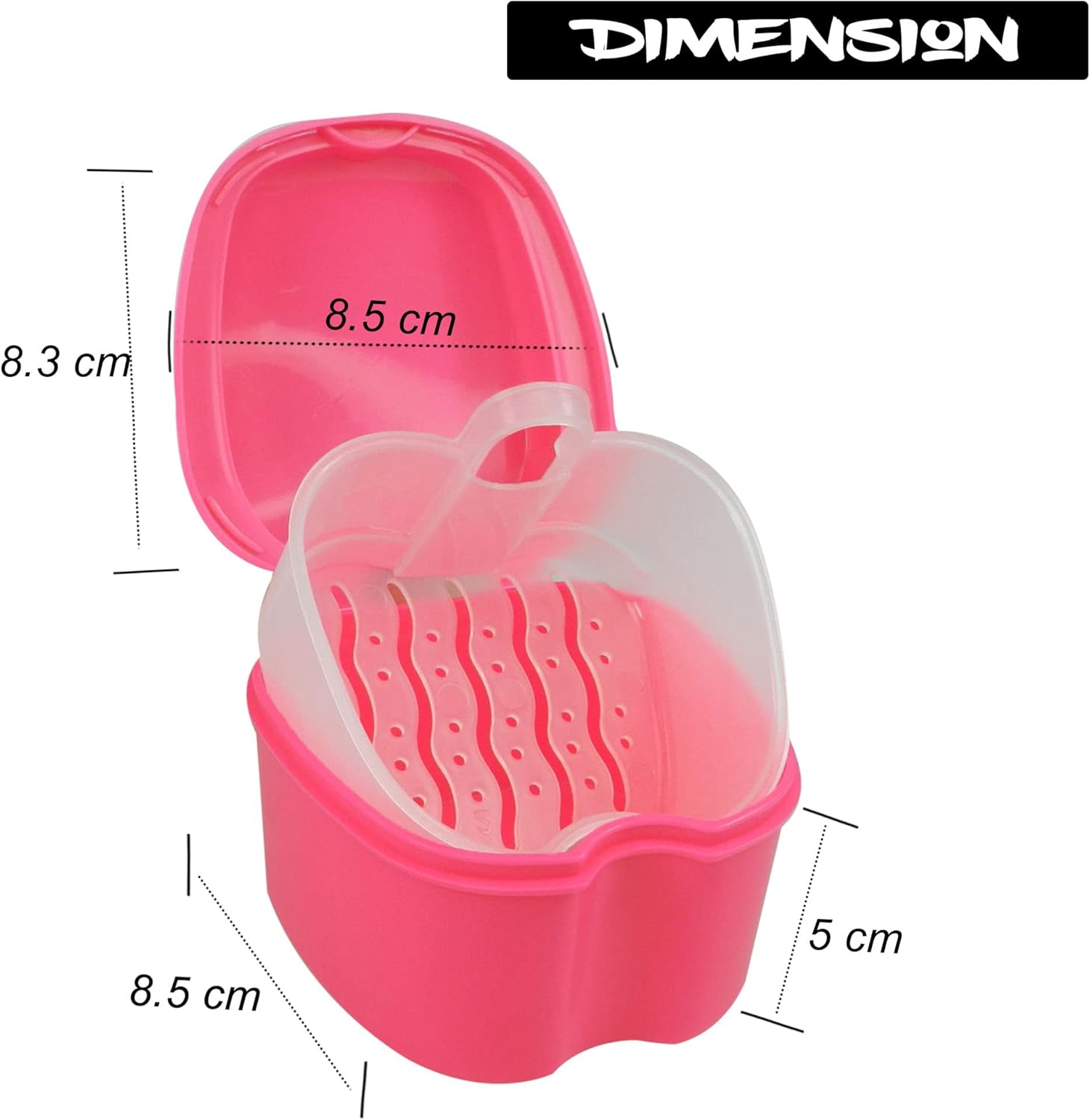 Denture Box in Pink Color - Dental Orthodontic Retainer Case | Teeth Storage Box, Denture Storage Case Fake Tooth Holder with Strainer (2) image number 6