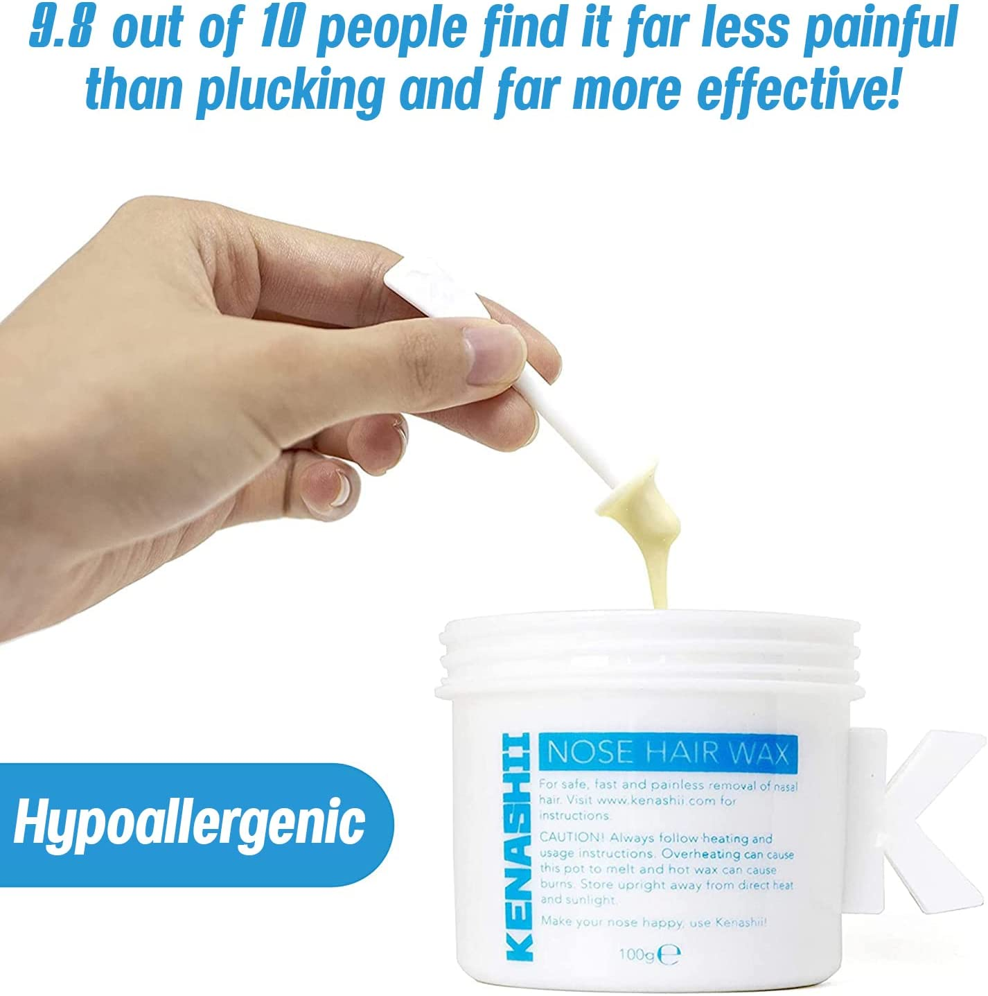 Nose Waxing Wax from Kenashii, 100G / 3.5 Oz of Hypoallergenic Wax for Nasal Hair Removal, Specially Formulated to Never Get Brittle or Snap off in Your Nose, Wipes and Applicators Sold Separately