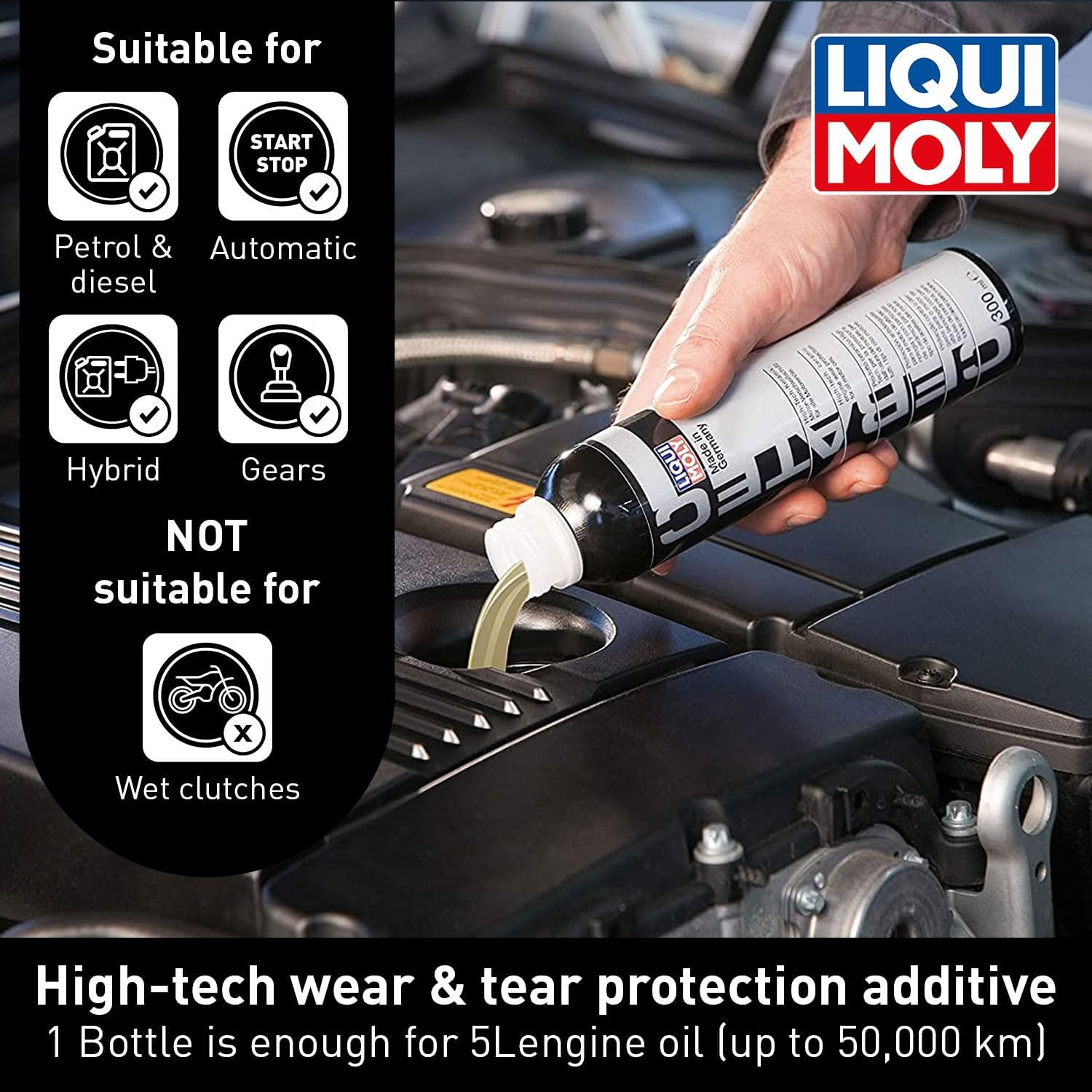 LIQUI MOLY Oil Additive Cera Tec 20002 Ceramic Wear & Tear Protection for Petrol & Diesel Engines Smoother Engine Performance, Less Friction & Lower Fuel Consumption 300 Ml image number 3
