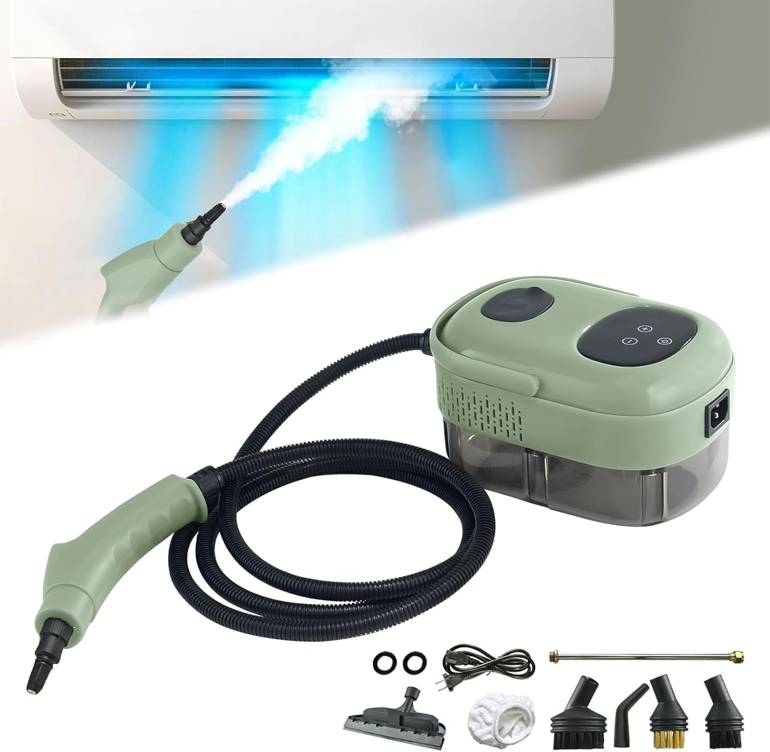 2500W High Pressure Steam Cleaner,Household Handheld Steam Cleaner Machine, Electric Steam Cleaner for Kitchen,Automotive Furniture and Floor Cleaning (Green) (Green) - Green image number 5